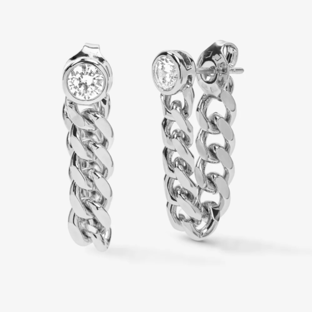 Melinda Maria Silver Chain Link Earrings Modern Design